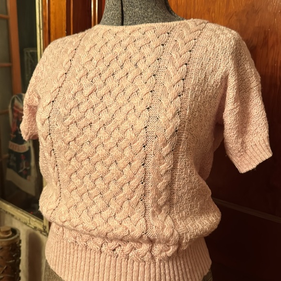 Adorable “Kenneth Too!” Vintage & Lightweight Pink Cable Sweater, size Small - Picture 2 of 5